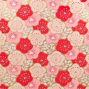 Origami Papier - Washi Papier - Yuzen Papier - Chiyogami Papier - Verschiedene Packungsgrößen - Rote & Rosa Pflaumenblüten auf Gold - #1014