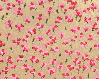 Japanese Paper - Origami Paper - Washi Paper - Yuzen Paper - Chiyogami Paper - Pink Flowers on Gold - #1011