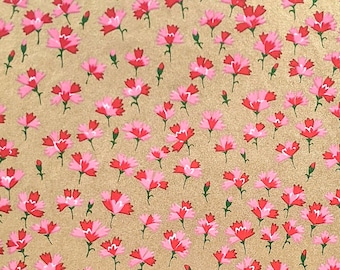 Origami Paper - Washi Paper - Yuzen Paper - Chiyogami Paper - Various Pack Sizes - Pink Flowers on Gold - #1011