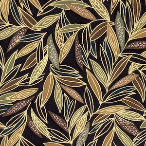 Origami Paper - Washi Paper - Yuzen Paper - Chiyogami Paper - Various Pack Sizes - Leaves on Black  - #0283