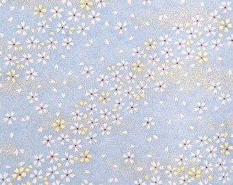 Japanese Paper - Origami Paper - Washi Paper - Yuzen Paper - Chiyogami Paper - White & Gold Cherry Blossoms on Blue - #0616