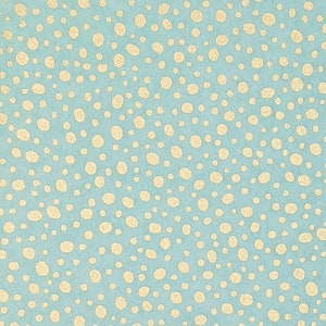 Papier origami - papier washi - papier Yuzen - papier chiyogami - différents formats - pois dorés sur turquoise - #0842
