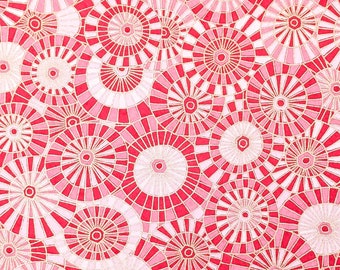 Origami Paper - Washi Paper - Yuzen Paper - Chiyogami Paper - Various Pack Sizes - Pink & White Abstract Parasols - #0953