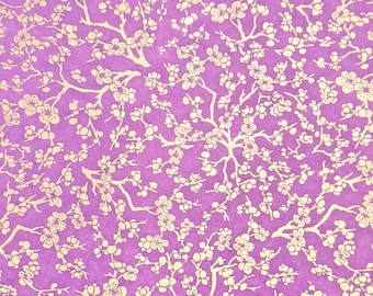 Origami Paper - Washi Paper - Yuzen Paper - Chiyogami Paper -Various Pack Sizes - Gold Plum Blossoms on Purple - #0973