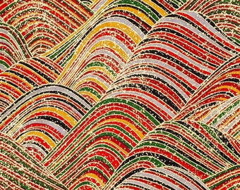 Japanese Paper - Origami Paper - Washi Paper - Yuzen Paper - Chiyogami Paper - Red Striped Hills 0070**