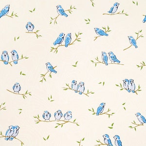 Origami Papier - Washi Papier - Yuzen Papier - Chiyogami Papier - Verschiedene Packungsgrößen - Blaue Vögel auf Creme - #0907