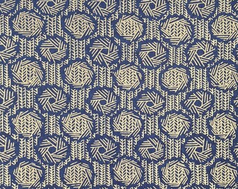 Origami Paper - Washi Paper - Yuzen Paper - Chiyogami Paper - Various Pack Sizes - Gold Circles & Stripes on Blue - #0985