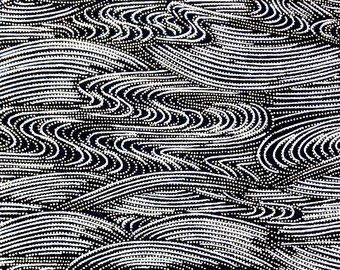 Origami Paper - Washi Paper - Yuzen Paper - Chiyogami Paper - Various Pack Sizes - Silver & Gold Ripples on Black - #0474