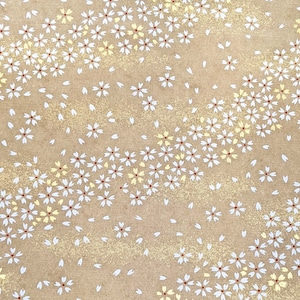 Origami Paper - Washi Paper - Yuzen Paper - Chiyogami Paper - Various Pack Sizes - White & Gold Cherry Blossoms on Brown - #0618