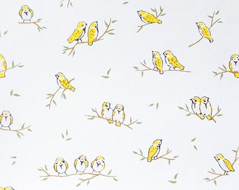 Japanese Paper - Origami Paper - Washi Paper - Yuzen Paper - Chiyogami Paper - Yellow Birds on Light Blue - #0908