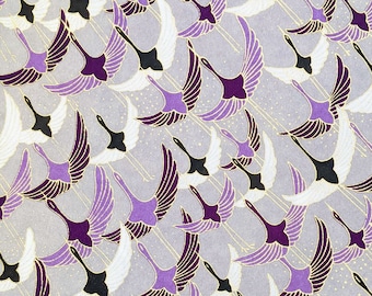 Origami Paper - Washi Paper - Yuzen Paper - Chiyogami Paper - Various Pack Sizes - Purple Cranes on Gray - #0302