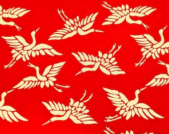 Origami Paper - Washi Paper - Yuzen Paper - Chiyogami Paper - Various Pack Sizes - Gold Cranes on Red - #0124