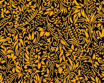 Origami Paper - Washi Paper - Yuzen Paper - Chiyogami Paper - Various Pack Sizes- Orange Abstract Floral on Black - #0556