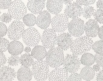 Origami Paper - Washi Paper - Yuzen Paper - Chiyogami Paper - Various Pack Sizes - Small Silver Chyrsanthemums on White - #0739