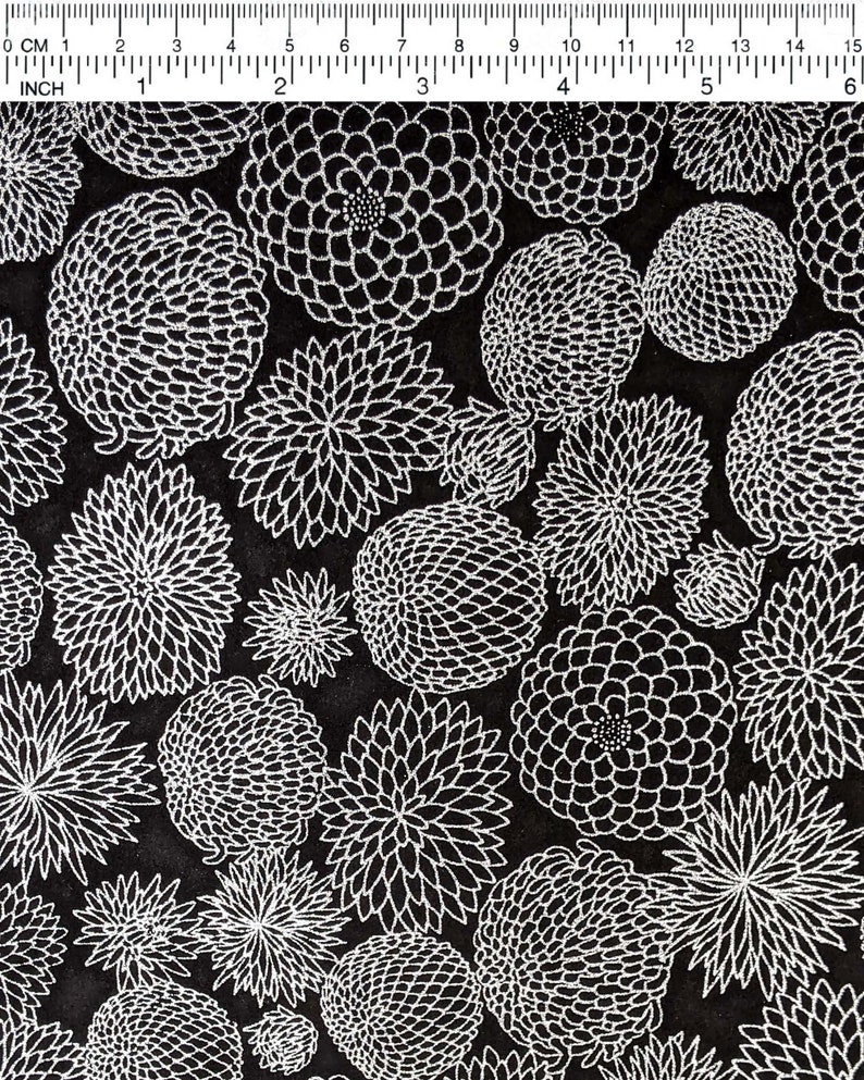 Origami Paper Washi Paper Yuzen Paper Chiyogami Paper Various Pack Sizes 909 Large Silver Chrysanthemums on Black 0909 image 2