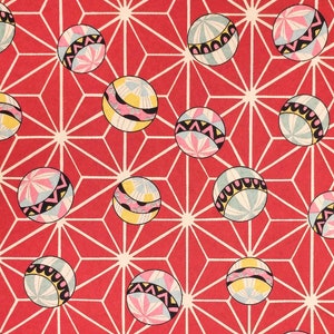 Origami Paper - Washi Paper - Yuzen Paper - Chiyogami Paper - Various Pack Sizes - Temari Balls & Asanoha on Red - #0959