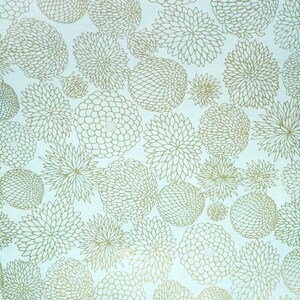 Origami Paper - Washi Paper - Yuzen Paper - Chiyogami Paper - Various Pack Sizes - Large Gold Chrysanthemums on Light Blue - #0970