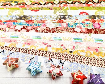 Assorted Lucky Star Strips - 50 Strips - Origami Paper - Washi Paper - Yuzen Paper - Chiyogami Paper
