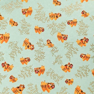 Origami Paper - Washi Paper - Yuzen Paper - Chiyogami Paper - Various Pack Sizes - Tigers on Turquoise - #0898
