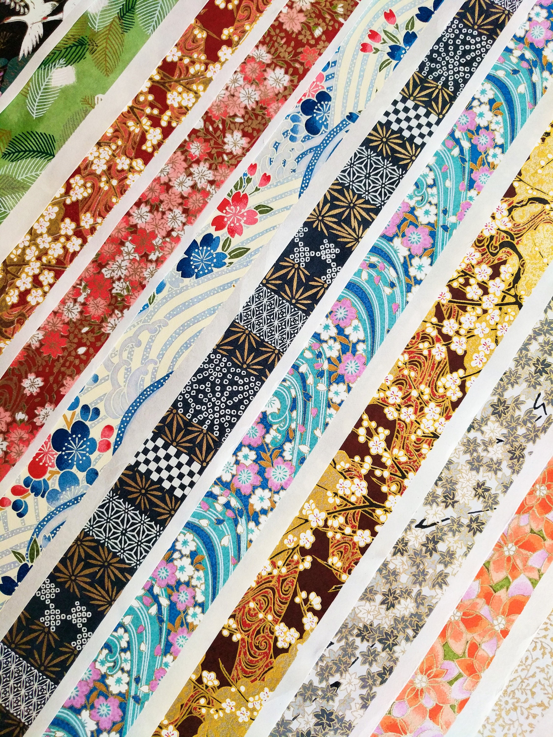 Assorted Strip Scrap Pack - Grab Bag - Origami Paper - Washi Paper - Yuzen Paper - Chiyogami Paper - Assorted Lengths - 20 Pieces