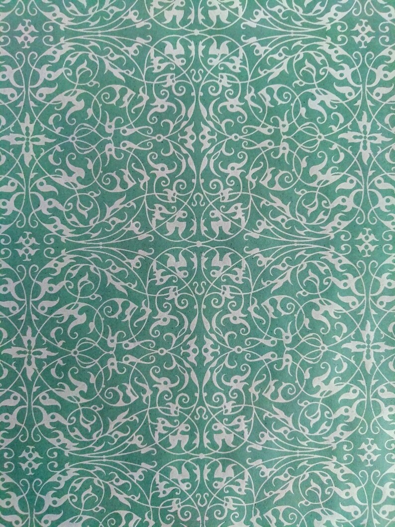 Japanese Pearlized Origami Paper 6x6 85x11 18x12 18x24 Various Pack Sizes Pearlized Filigree On Teal 10471