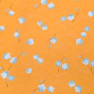 Origami Papier - Washi Papier - Yuzen Papier - Chiyogami Papier - Verschiedene Packungsgrößen - Blaue Pflaumenblüten auf Orange - #0765