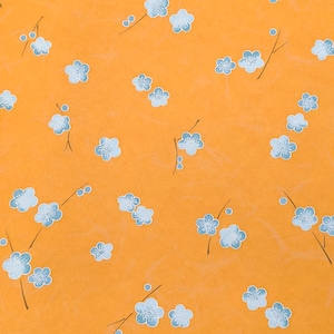 Origami Paper - Washi Paper - Yuzen Paper - Chiyogami Paper - Various Pack Sizes - Blue Plum Blossoms on Orange - #0765