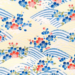 Origami Paper - Washi Paper - Yuzen Paper - Chiyogami Paper - Various Pack Sizes - Waves & Blossoms - #1009