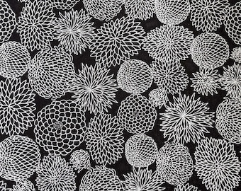 Origami Paper - Washi Paper - Yuzen Paper - Chiyogami Paper - Various Pack Sizes - 909 Large Silver Chrysanthemums on Black - #0909