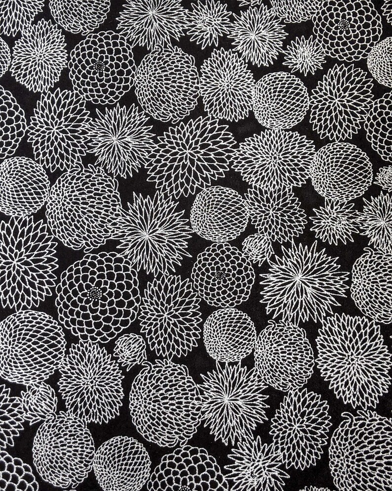 Origami Paper Washi Paper Yuzen Paper Chiyogami Paper Various Pack Sizes 909 Large Silver Chrysanthemums on Black 0909 image 1