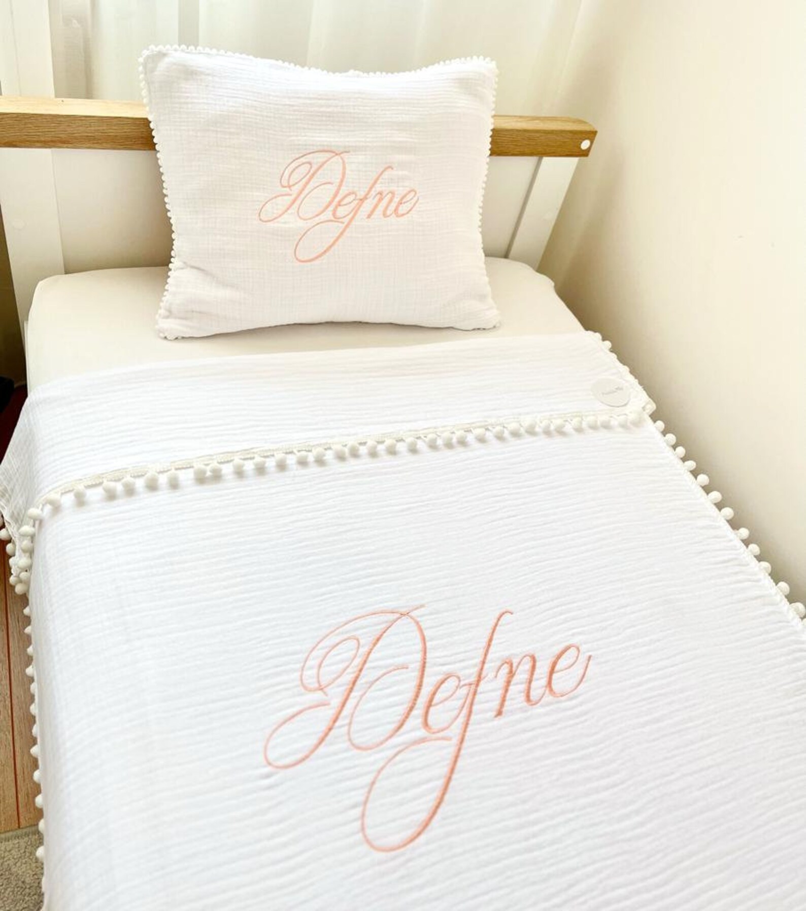 Personalized Baby Name Pillow Case and Blanket Set Custom Embroidered Pillowcase and Blanket Set