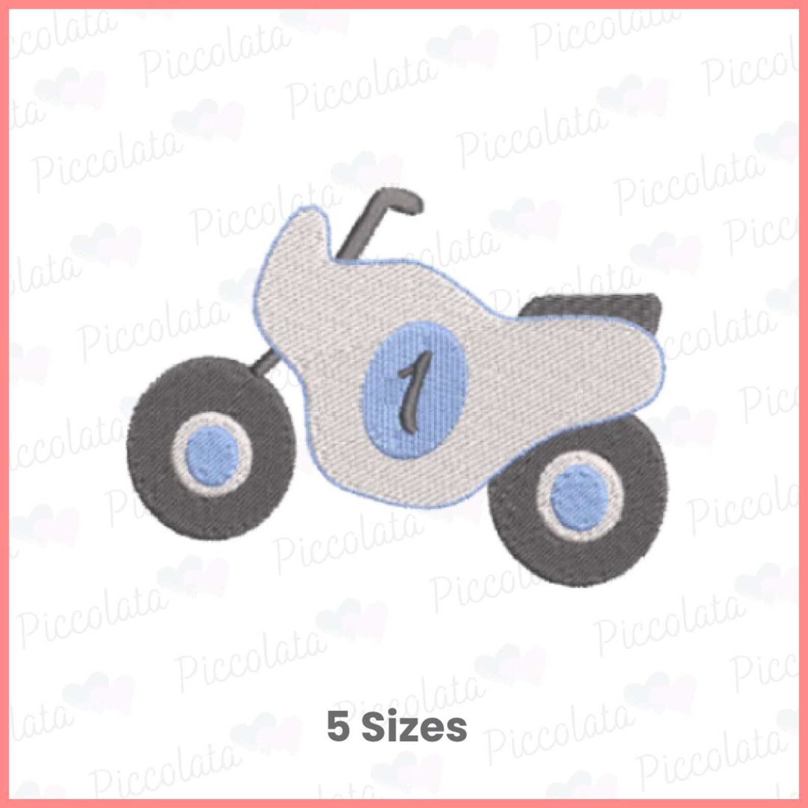 Motorcycle Embroidery Design | Cute Numbered Motorbike Pattern for Kids ...