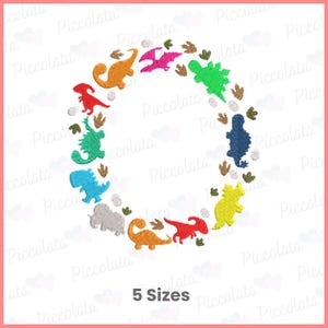 Borduurontwerp dinosaurus letter O – kinderalfabet machineborduurwerk – monogram dino-thema – direct downloaden