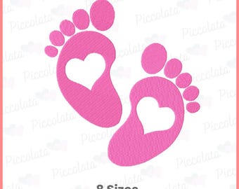 Baby Feet Embroidery Design | Heart Cutout, Nursery Decor (Instant Download)