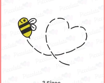 Bee Mine Valentine’s Day Embroidery Design | Bumblebee Heart Machine Embroidery Pattern | Bee Embroidery Design | Instant Digital Download
