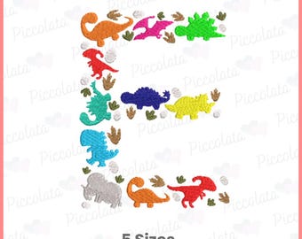 Dinosaur Letter E Embroidery Design – Kids Alphabet Machine Embroidery – Dino Theme Monogram – Instant Download