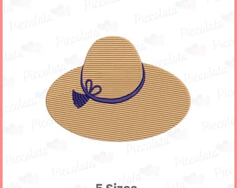 Diseño de bordado de sombrero de verano / Patrón de bordado a máquina en 5 tamaños / Descarga digital instantánea