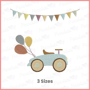 車の刺繍デザイン / 新生児用機械刺繍デザイン / 赤ちゃん用刺繍デザイン / 刺繍機用デジタルダウンロード / デジタルファイル