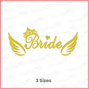 Bride Embroidery Design with Wings and Crown (Instant Download)