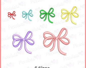 Mini Bow Embroidery Design Set | Cute Ribbon Machine Embroidery File | 6 Sizes | Instant Download