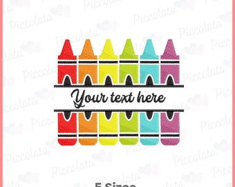 Colorful Crayon Embroidery Design | Customizable Back-to-School Pattern for Kids | 5 Sizes Available | Instant Download