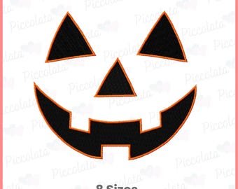 Jack-O'-Lantern pompoen gezicht borduurontwerp | Halloween-borduurpatroon | 8 maten beschikbaar | Direct downloaden