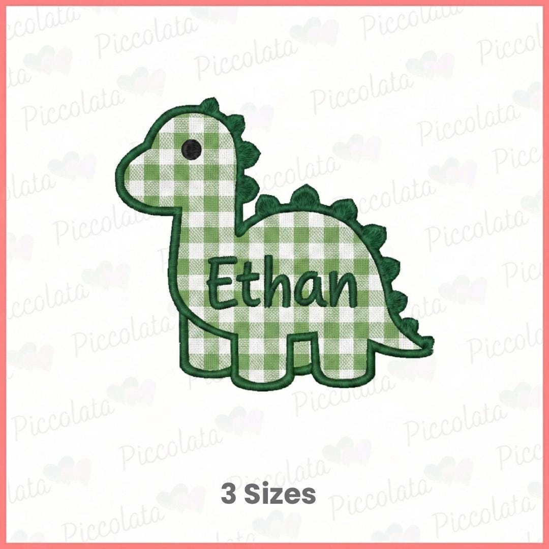 Dinosaur Applique Machine Embroidery Design, Personalized Name Dino ...