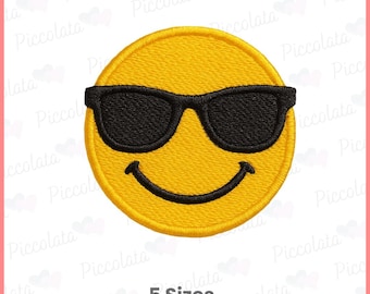 Cool Smiley Face with Sunglasses Embroidery Design | Cool Emoji Embroidery Design | Boys Machine Embroidery Design | Digital Download