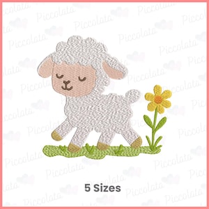 Baby Lamb Embroidery Design | Baby Sheep Embroidery Design | Cottagecore Embroidery Design for Babies | Farm Machine Embroidery Design |