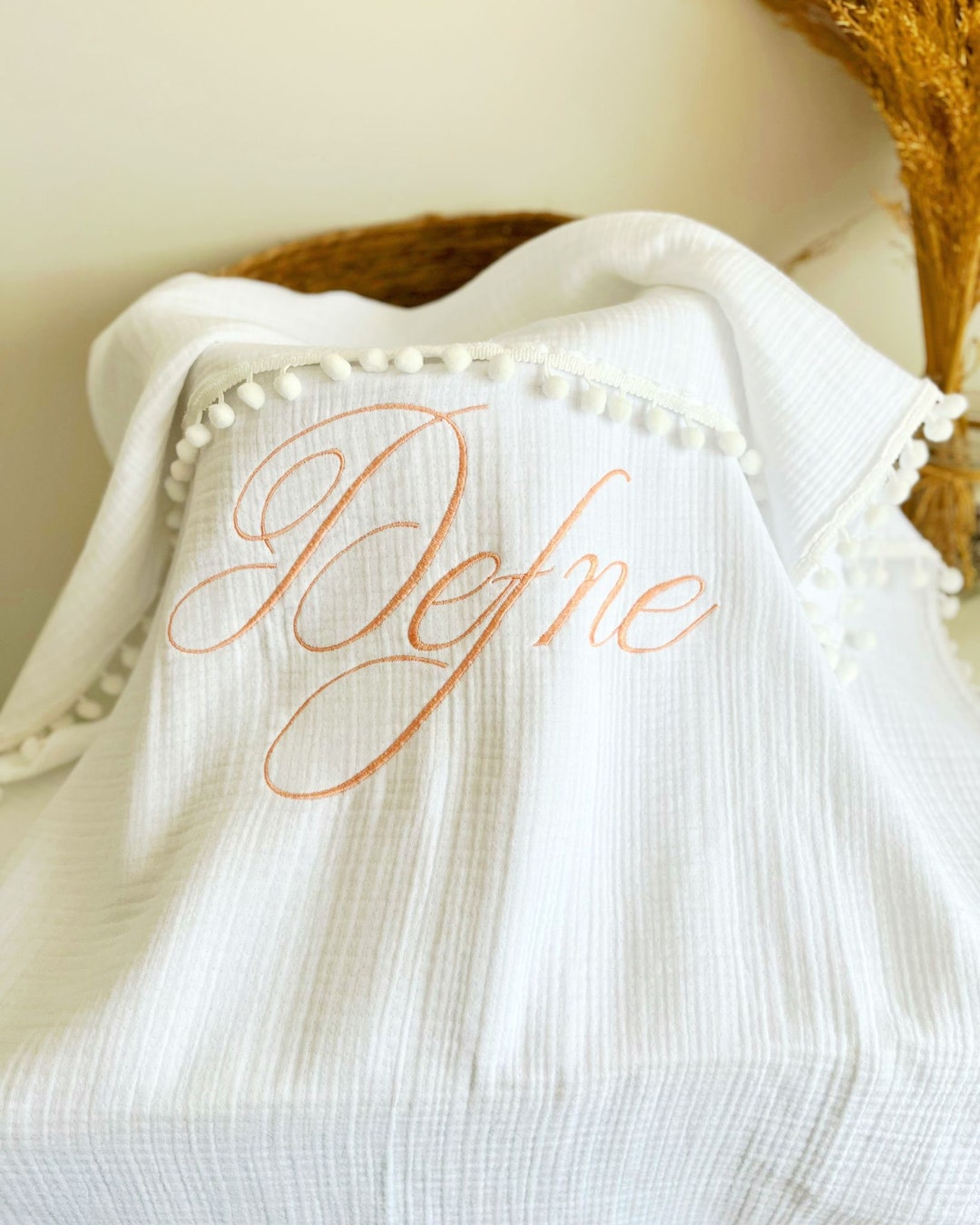 Embroidered Personalized Baby Blanket Muslin Baby Blanket With Name