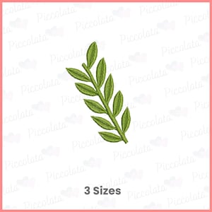 Può includere: Ramo ricamato verde con foglie, un disegno di ricamo digitale disponibile in tre dimensioni.