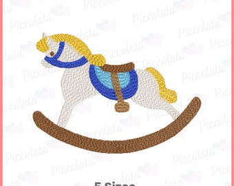 Diseño de bordado de caballito mecedora, motivo infantil (descarga digital)