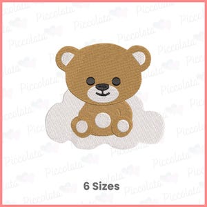 Teddy Bear Cloud Embroidery Design | Baby Machine Embroidery Pattern | Mini Baby Bear Embroidery Design | Cute Digital Download for Baby