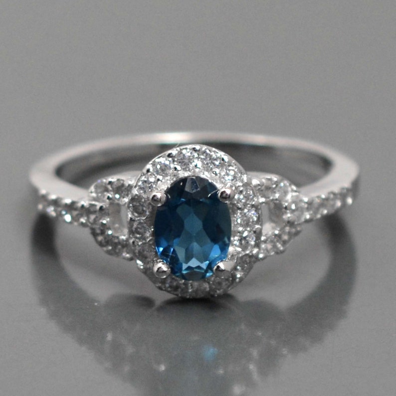 Gemstone Jewelry Set Gift For Women Natural London Blue Topaz Jewelry Set Blue Topaz Set Bridal Jewelry Set Earring Ring Earring Set